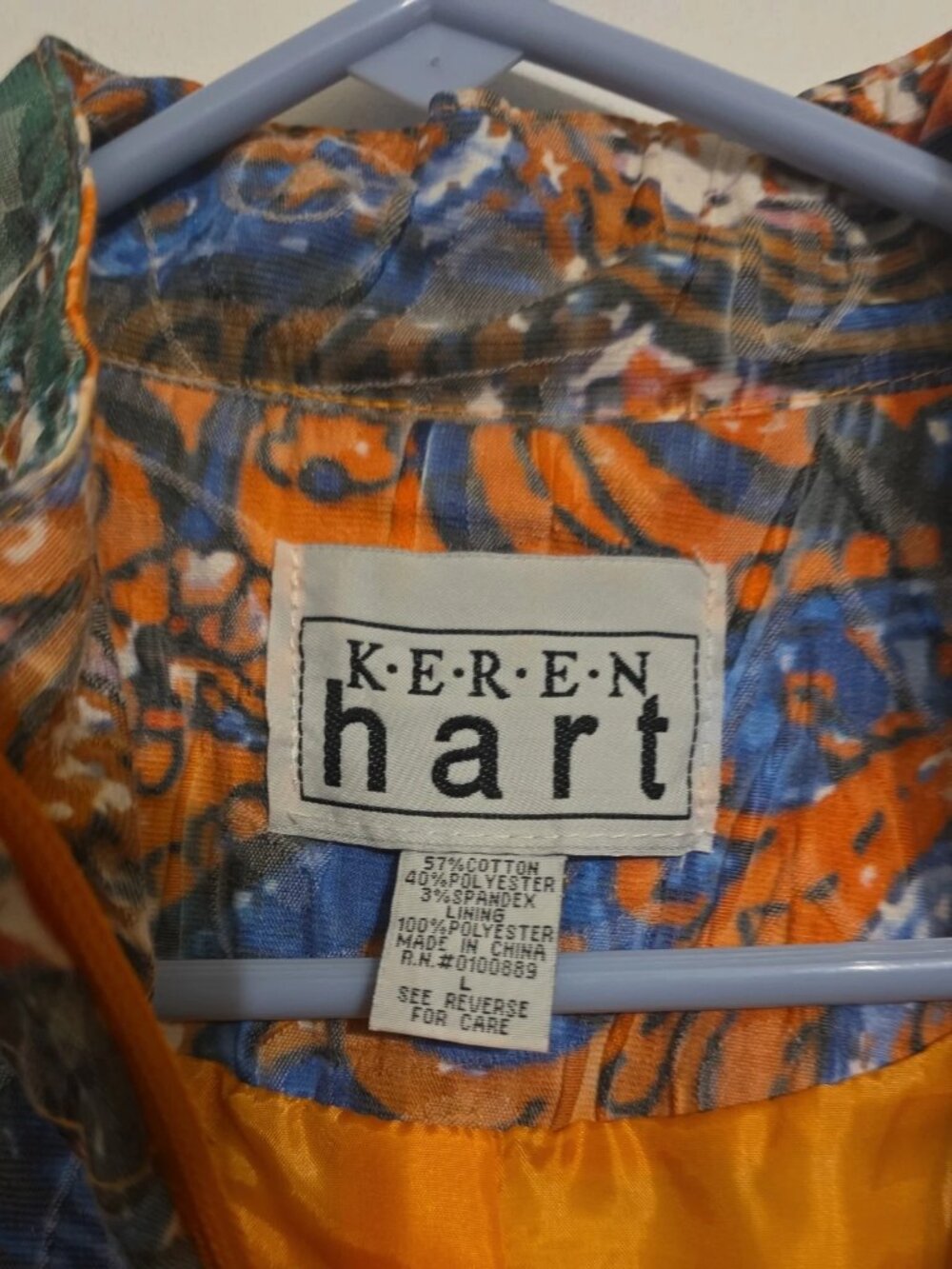 Keren Hart Abstract Colorful Zip-Up Jacket Women's Size Large Art To Wear Boho - Picture 9 of 10